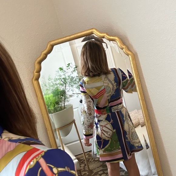 Printed Zara, button down, long sleeve, tie belt s beautiful dress. Xs - Picture 3 of 6